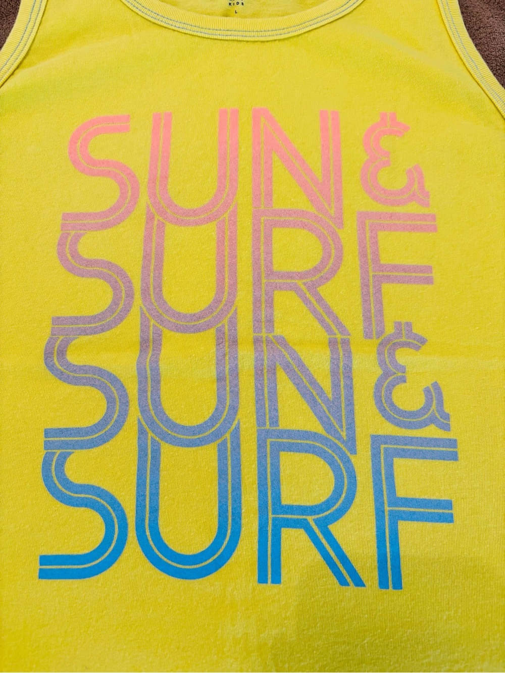 2/$10 GAP Yellow Tank with Pink and Blue 'Sun & Surf' Graphic Boy’s size Large
